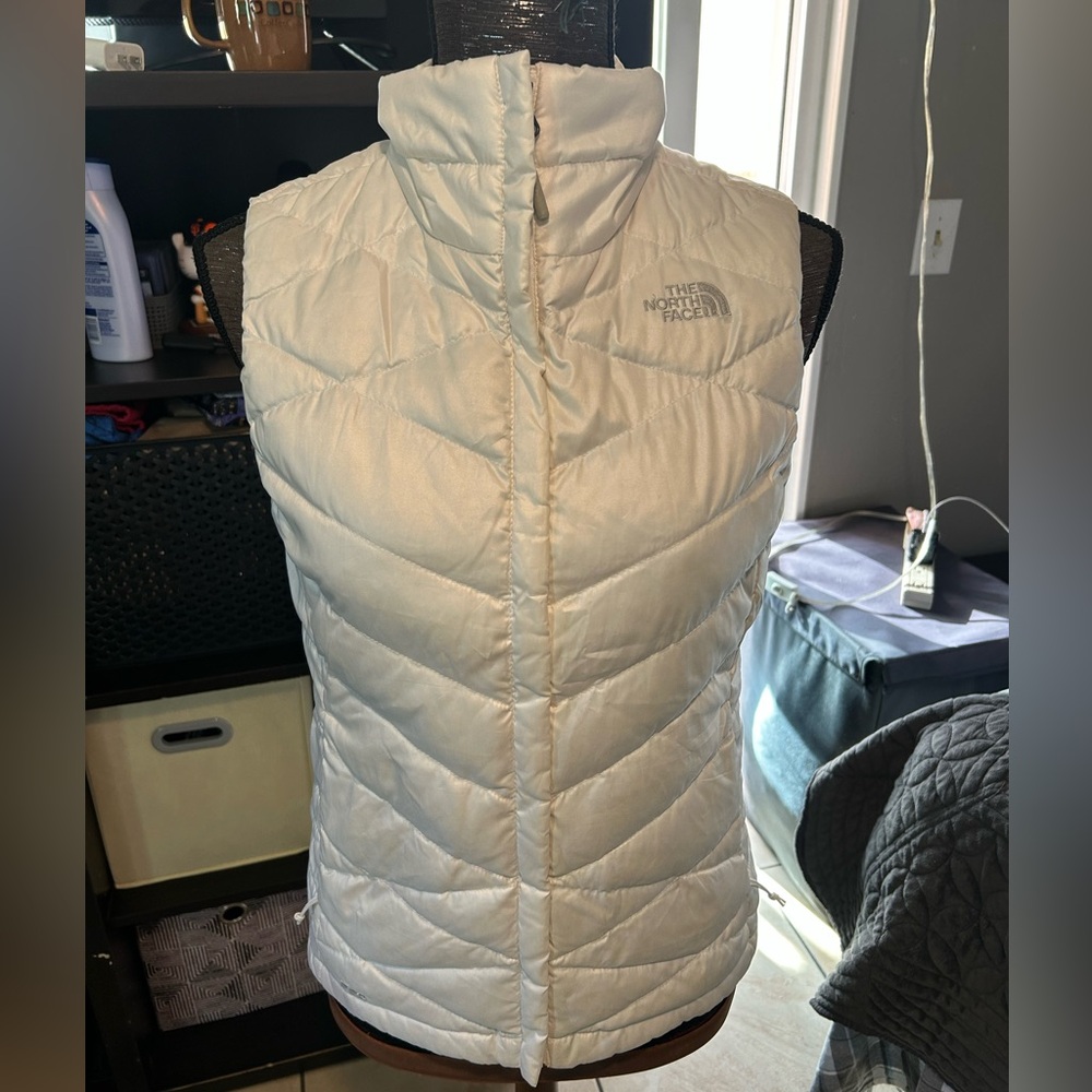 The North Face 550 Fill Puffer Vest Jacket Womens XS White Full Zip